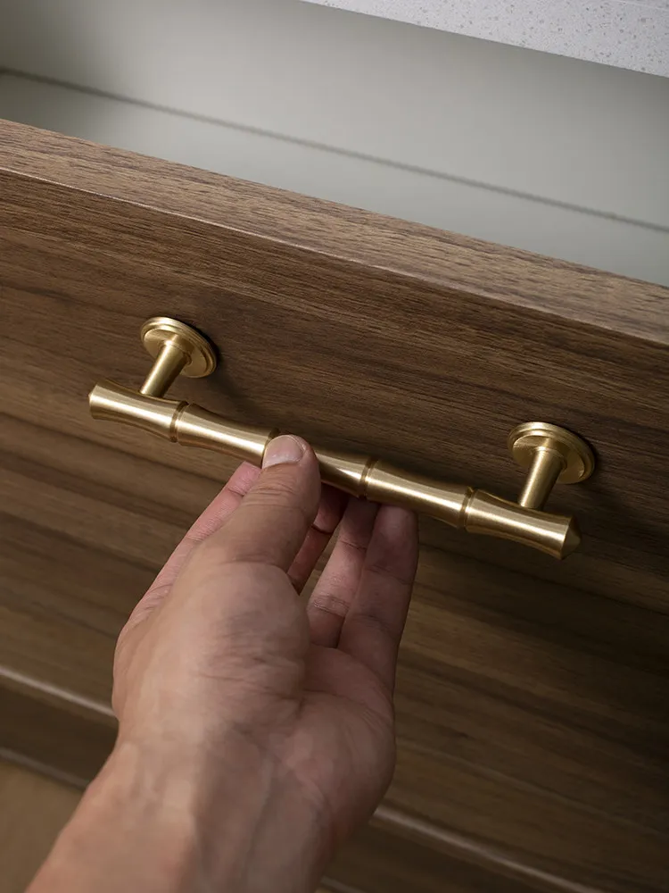Miaokesen Creative Bamboo-shaped Furniture Handle Brass Plant-themed Drawer Pull Household Cabinet Hardware