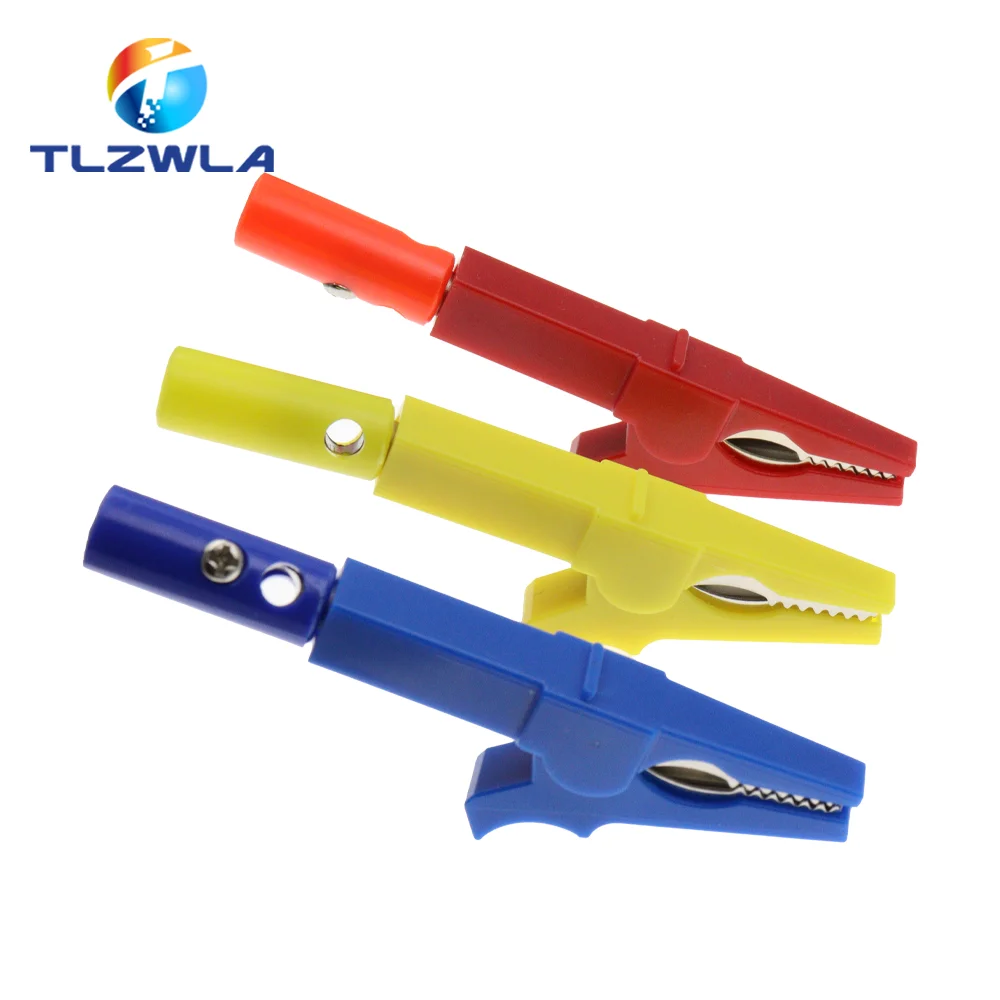 5PCS 30A 55MM Alligator Clip+Banana Plug Test Probe With 4MM Banana Plug Cable Clips