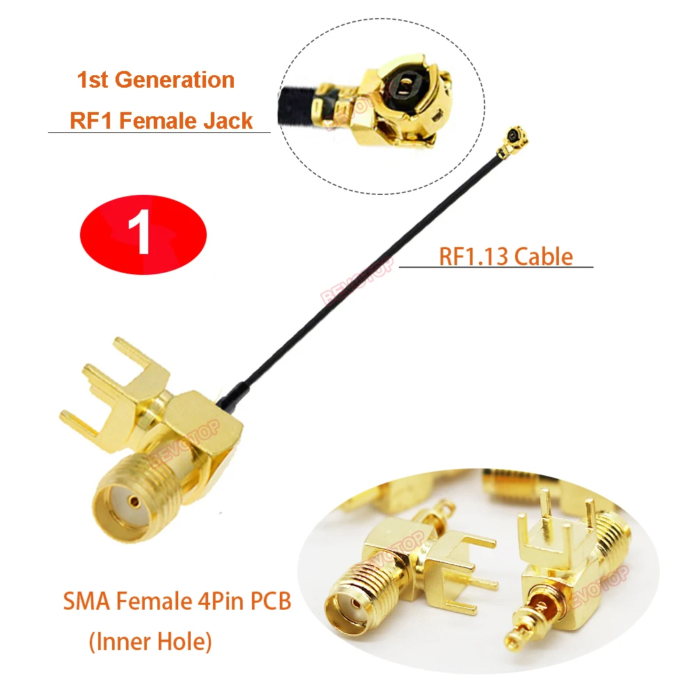 1PCS SMA to IPX RF1.13 Cable 4Pin PCB RP-SMA/SMA Female to 1st/4th Generation RF1/RF4 Female Jack WIFI Antenna Extension Jumper