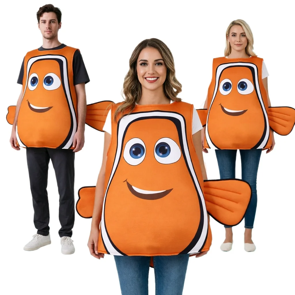 Disfraz de Pez Nemo Naranja de Dibujos Animados para Adultos, Disfraz de Animal Marino, Pez Payaso Dory, Disfraz de Fantasía para Halloween, Carnaval, Navidad