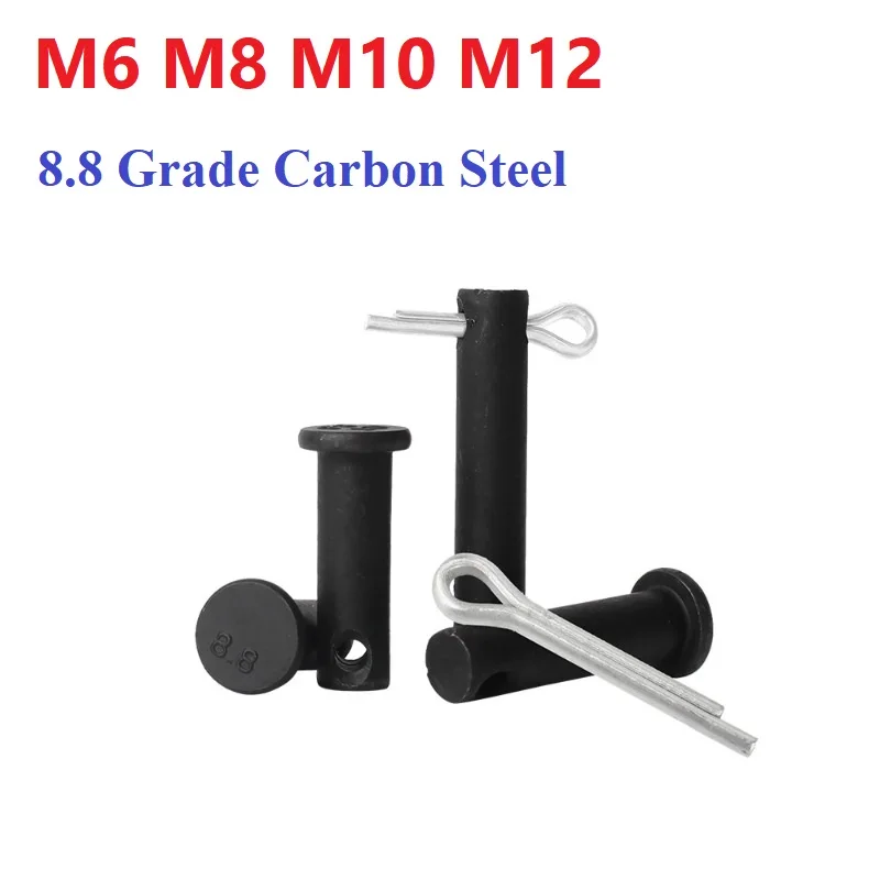 Carbon Steel Axis Pin Flat Head Cylindrical Pin With Hole M6 M8 M10 M12 Black GB882 Dowel Pins