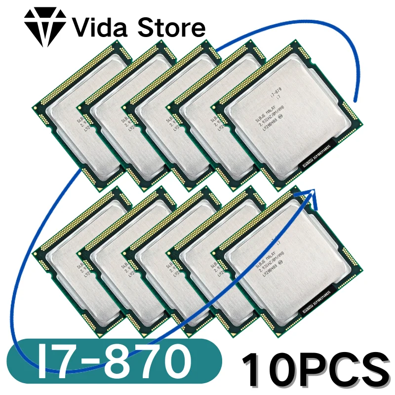 10PCS Used Core i7 870 i7-870 i7-560 i7-560 i7-760 i7-880 i7-650 2.93 GHz Quad-Core L3 8M  Socket 1156 SLBJG 95W