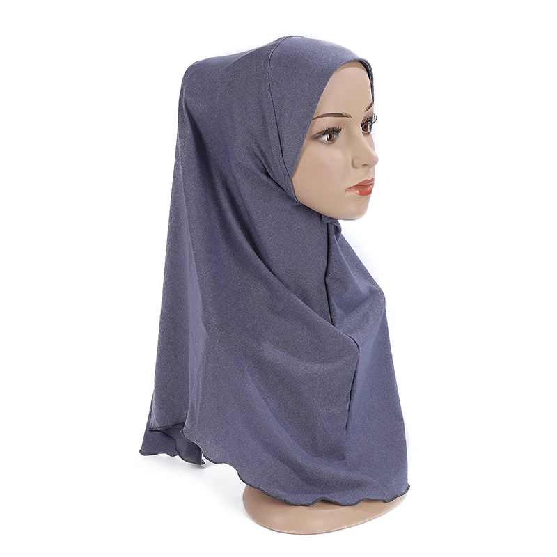 H120 Teenage Girls Plain Hijab Hats Muslim Scarf Islamic Headscarf Hat Amira Pull On Headwrap Beautiful 10 Years Girl Scarf