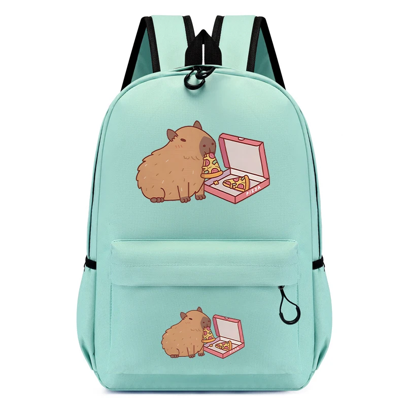 

Primary School Bag Boys Girls Ultra-lightweight Backpacks Children's Backpack Cute Capybara Eating Pizza Canvas Kids Schoolbags
