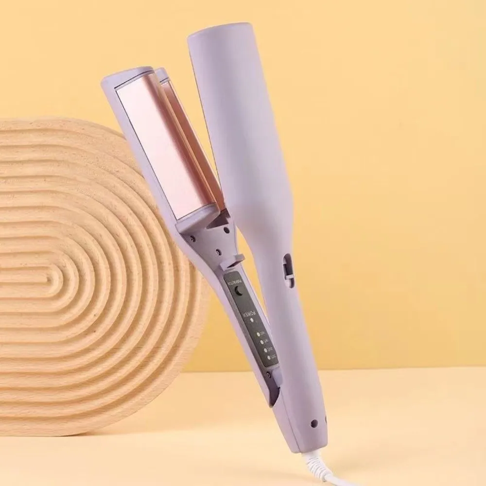 32mm French-style Egg Roll Curling Iron Negative Ion Function Portable Handle Hair Styling Tool Purple Clamping