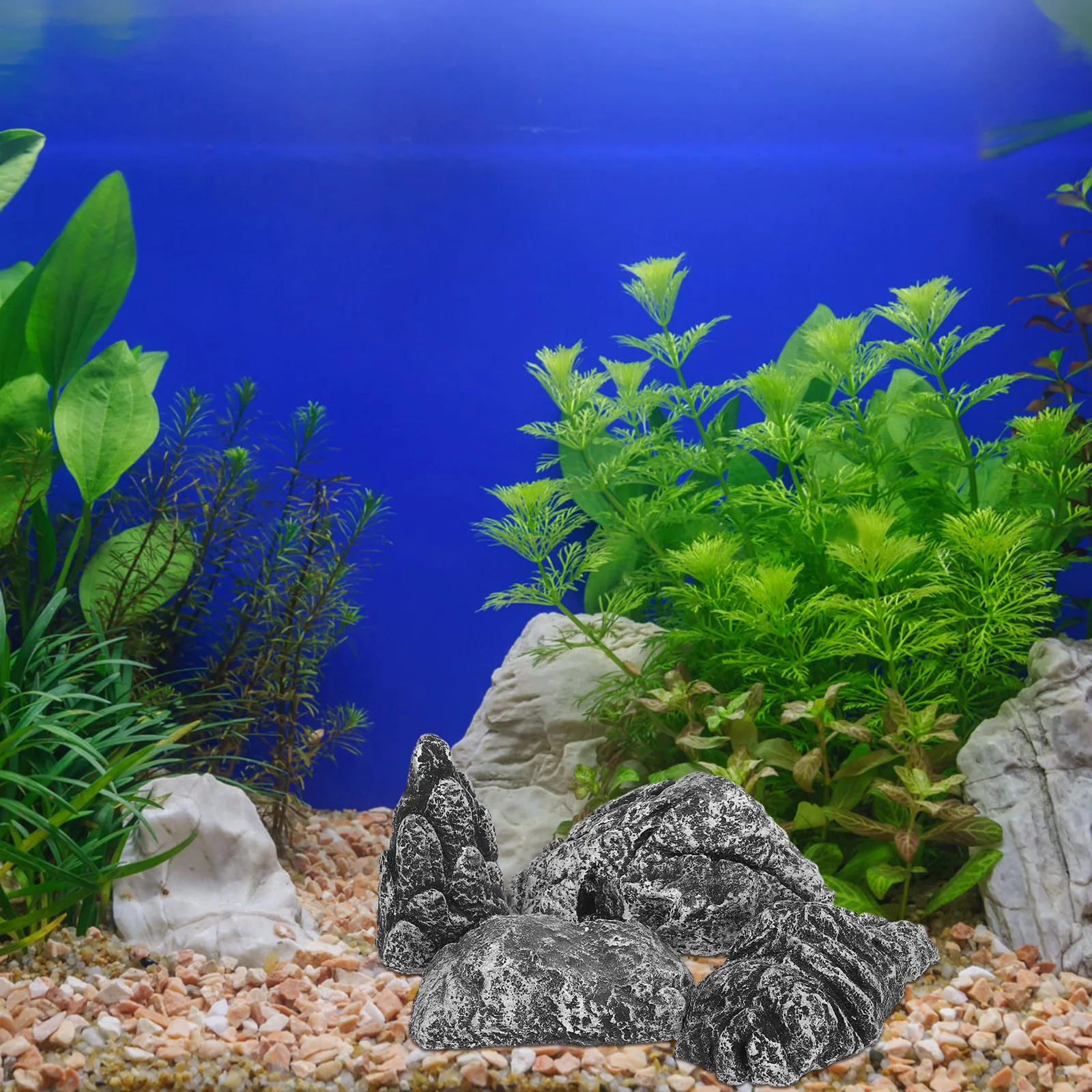 

4pcs Simulated Decorative Rockery Aquarium Stone nament Fake Fish Tank Statues Sturdy Lifelike Miniature Landscape for Indoor