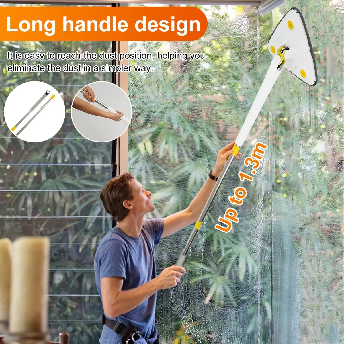 UNTIOR Telescopic Mop 360° Rotatable Spin Cleaning Mop Squeeze Wet and Dry Use Water Absorption Home Floor Tools