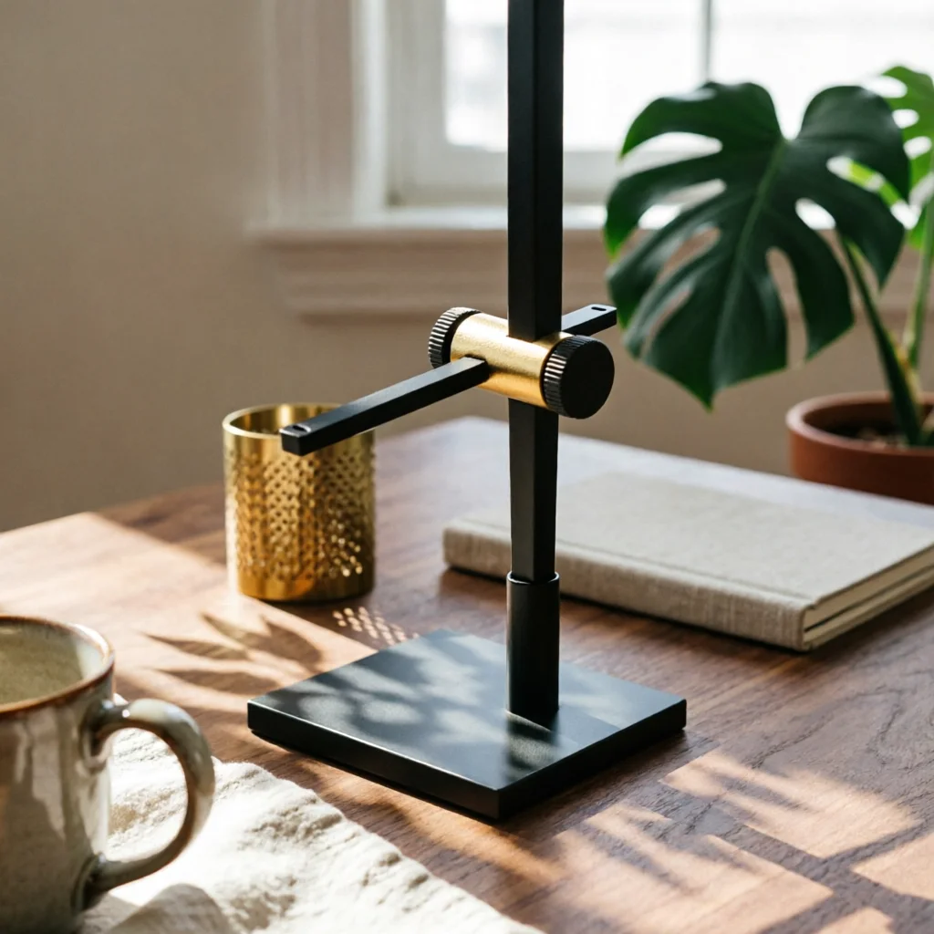 Stable Metal Display Stand with Adjustable Arm Circular Holder Tabletop Stand Heavy Duty for Organizers