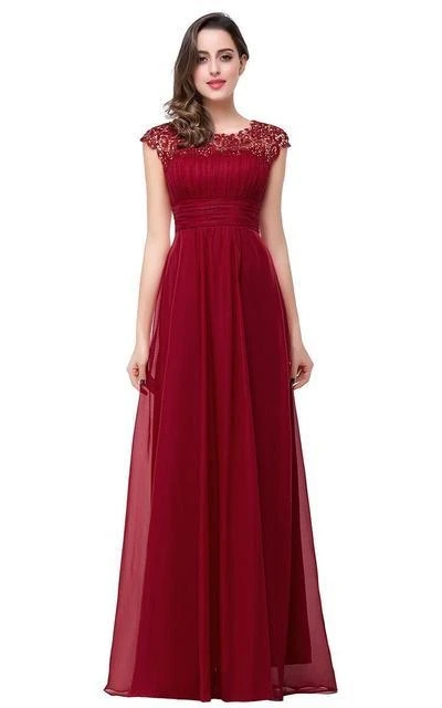 Simple Chiffon Lace Evening Dresses Long Sexy Backless Burgundy Red Navy Blue Formal Wedding Prom Party Gowns Robe De Soirée