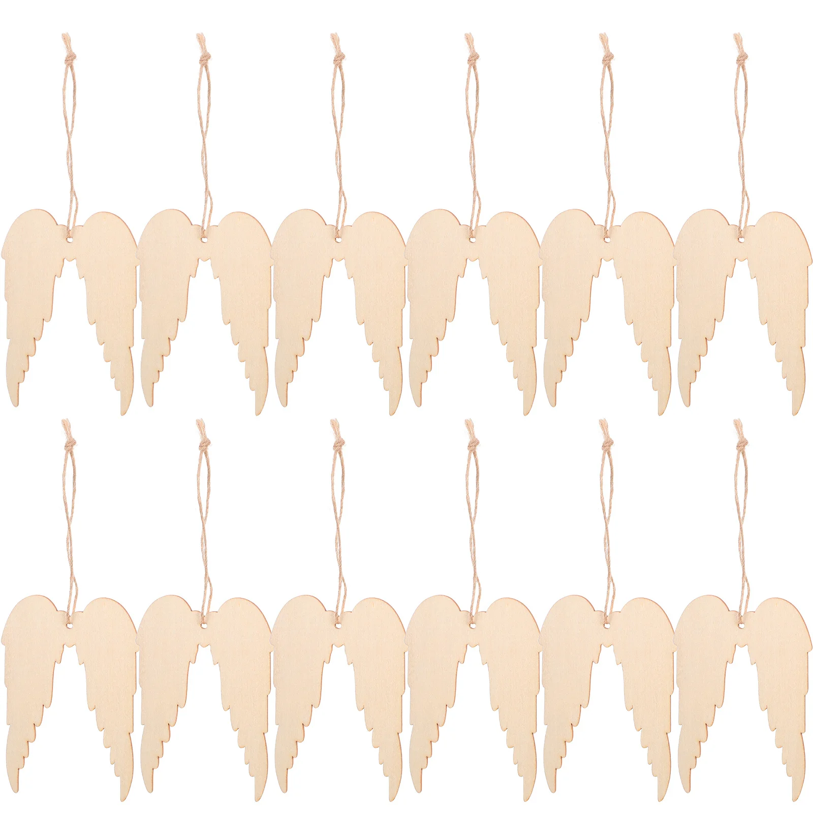 

20Pcs Angel Wings Wood Cutouts Unfinished Wooden DIY Craft Tags Ornaments Hole Christmas Birthday Wedding Holiday Decoration
