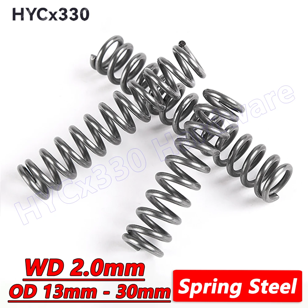 Wire Diameter 2.0mm Spring Steel Compression Springs Pressure Spring Outer Diameter 13mm to 30mm Length 15mm to 300mm