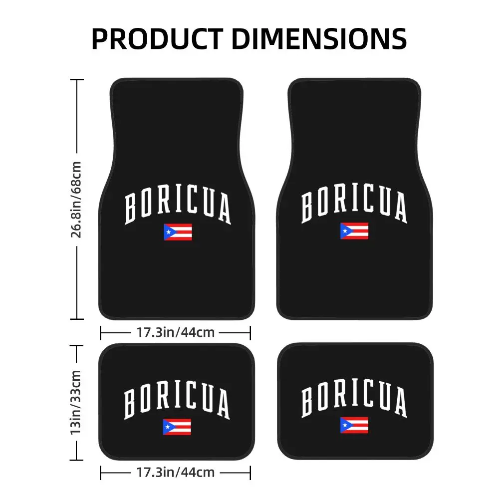 Boricua Puerto Rico Flag Car Waterproof Rubber 4 PCS Car Mats  Car Floor Carpets Rugs Non-Slip Auto Foot Mats Universal Type