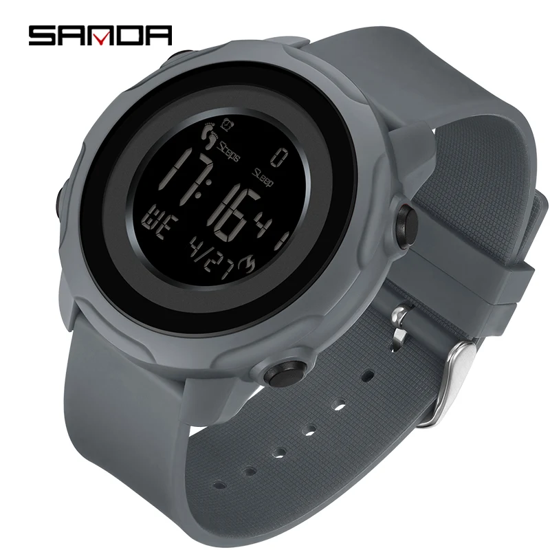 

SANDA 2023New Step Calories Fashion Alarm Clock Men's Watch Glow Waterproof Shock Proof Sleep Monitoring Smart Men's Watch 6121