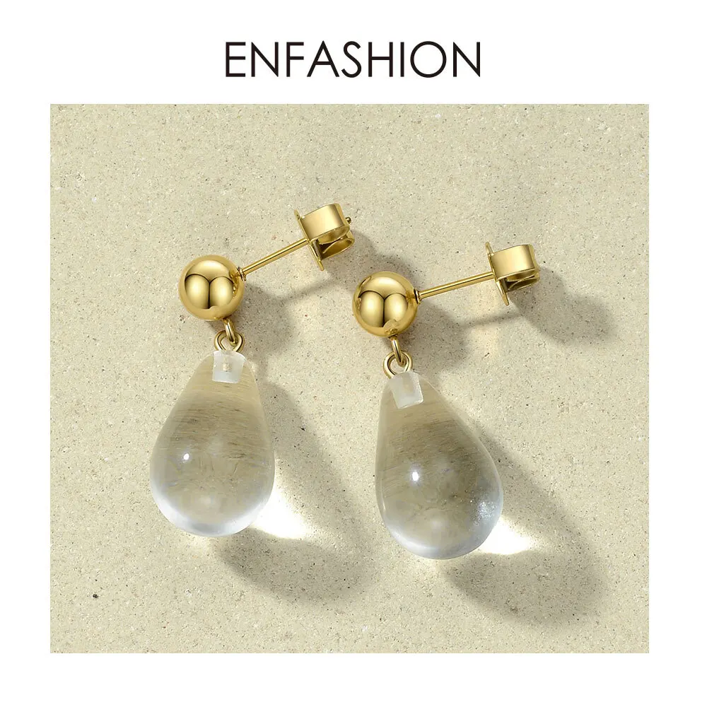 ENFASHION Water Droplets Shape Crystal Drop Earrings For Women Cute Geometric Dangle Earings Fashion Jewelry Kolczyki EC191064