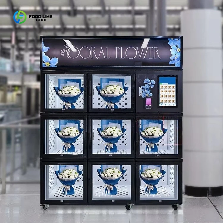 Customized CE Certification 8 Lockers Fresh Flower Automatic Dispenser Brand Compressor Adjustment Flower Vending Machine