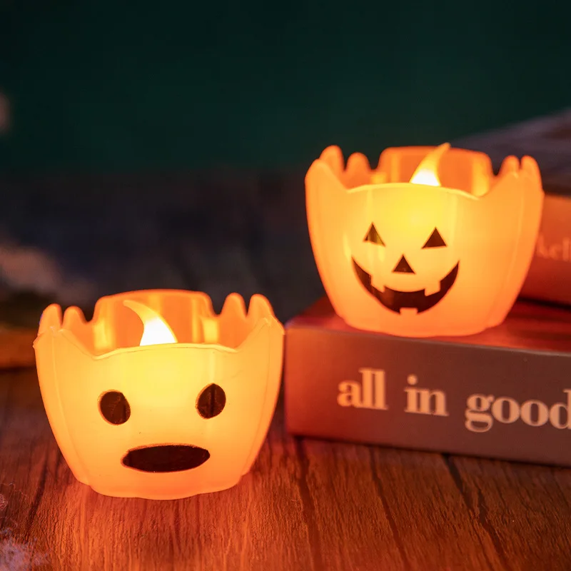 LED Candle Light Battery Pumpkin Halloween Electronic Skull Ghost Festival Spooky Pumpkin Light Atmosphere Decor Candle Light