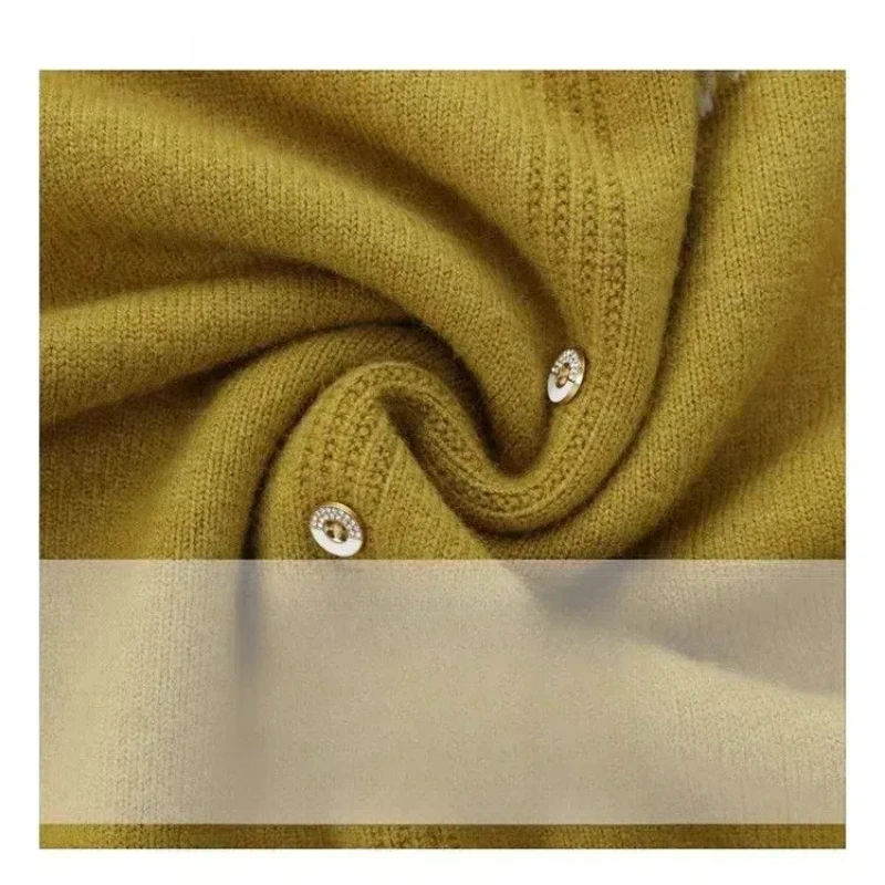 Sweater Knitted Long Sleeve Pullover Casual Elegant Women's Button Lace Splicing Geometry Autumn Winter Screw Thread Tops