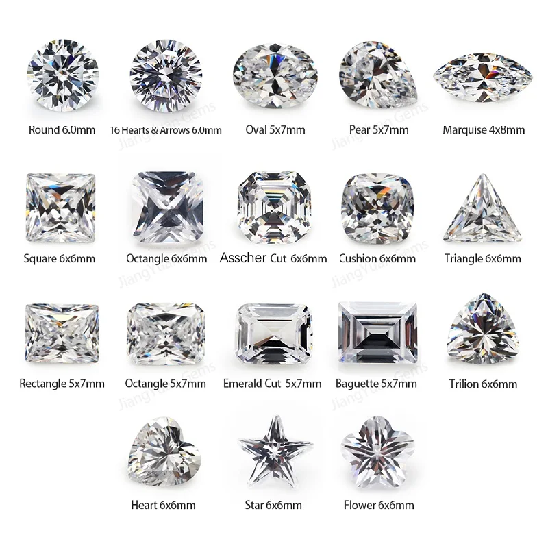 18 Different Shape Loose Zircon 5A White Cubic Zircoia Stone Set CZ About 6mm