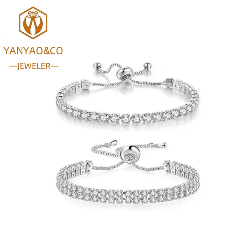 Custom Lab-Grown Diamond Tennis Bracelet, 925 Sterling Silver or 18K Yellow Gold, Sterling Silver (7.5 inches)