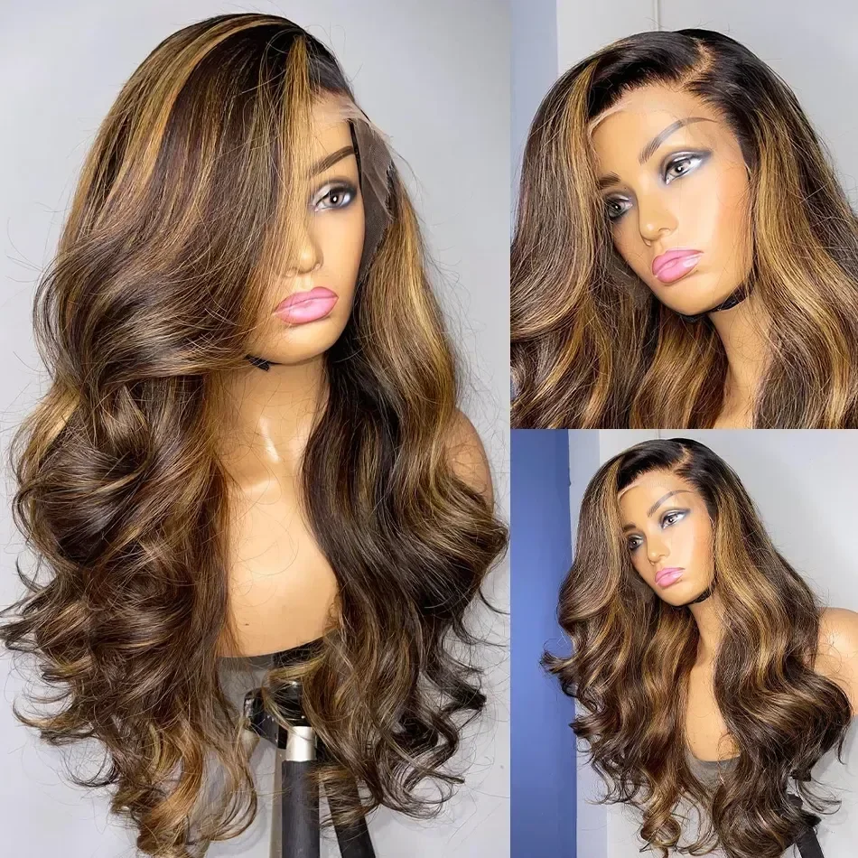 Highlight Wig Human Hair 13x6 Hd Lace Frontal Wig 13x4 Honey Blonde Body Wave Lace Glueless Front Wigs Woman Brazilian Remy Hair image 3