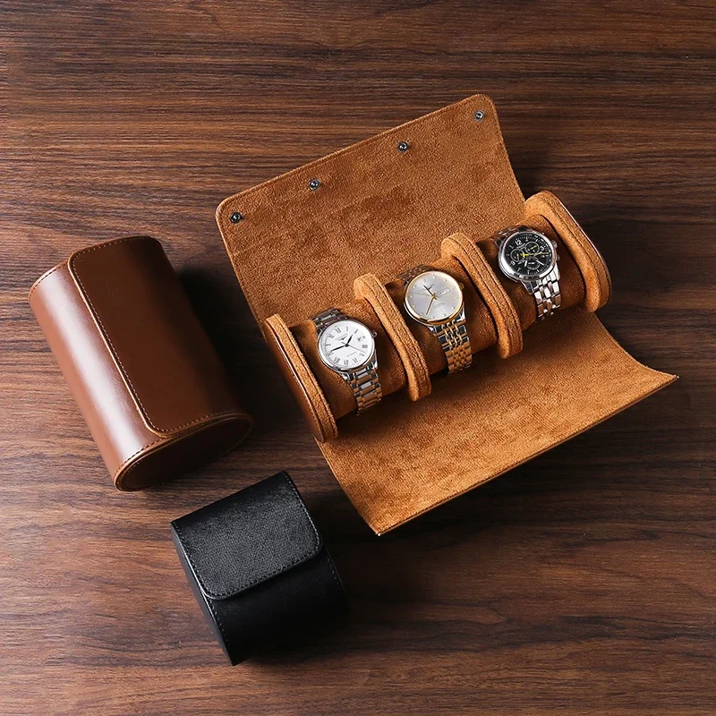 3-Slot Watch Roll Travel Case Portable Vintage Leather Watche Display Case Rlexes Watch Storage Box Watch Organizers of Men Gift