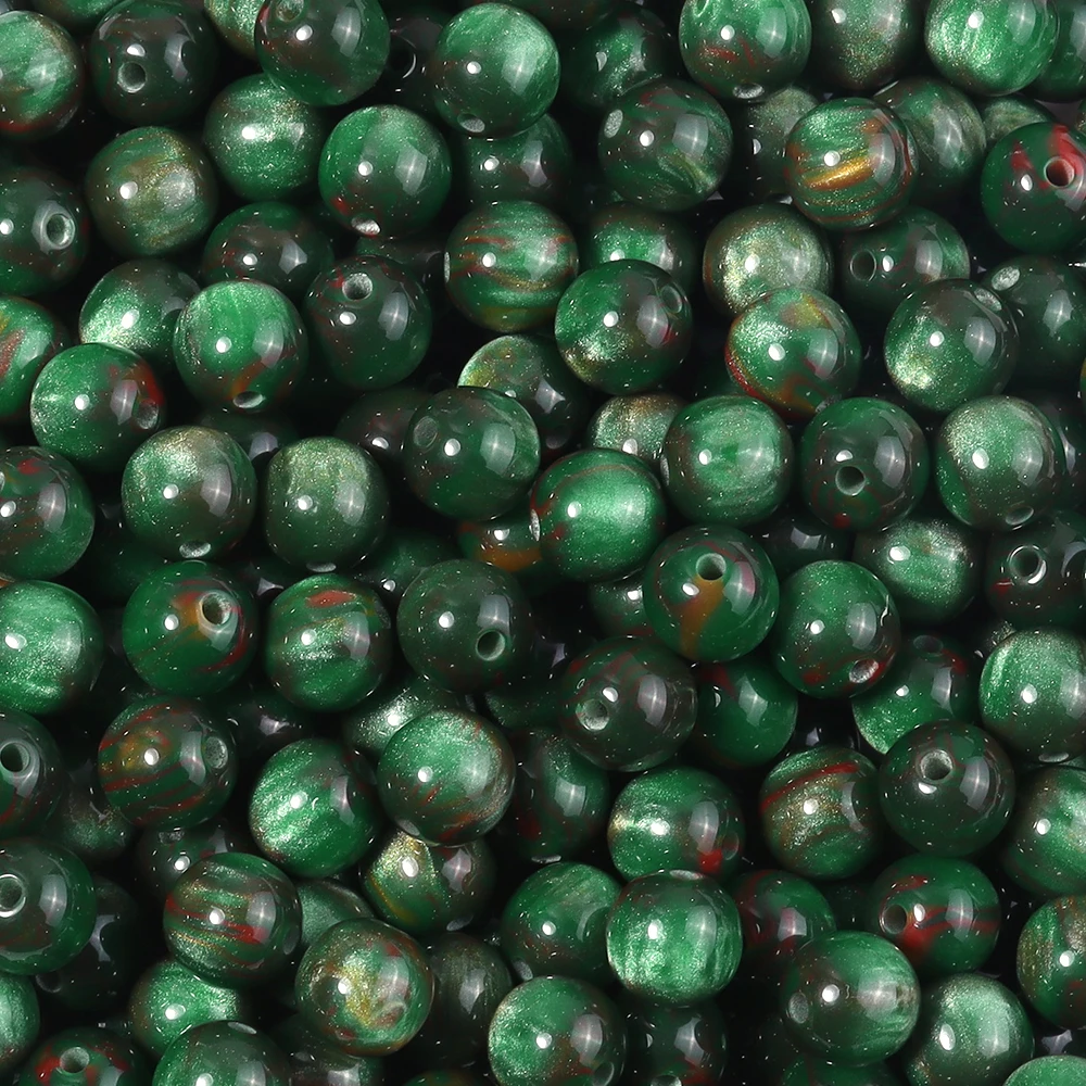 50 Stück 8mm Dunkle Farbe Imitation Katzenauge Harzperlen Glitzer Sternenhimmel Runde Lose Perlen für Schmuckherstellung DIY Armbänder Halskette – Detail 13