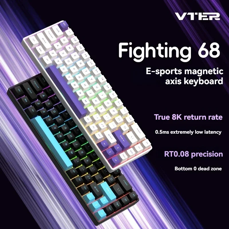 VTER fighting68 Magnetic Switch Mechanical Keyboard Wired 8K FPS 68layout Customized RGB Hot Swap Valorant PC Gamer Keyboards