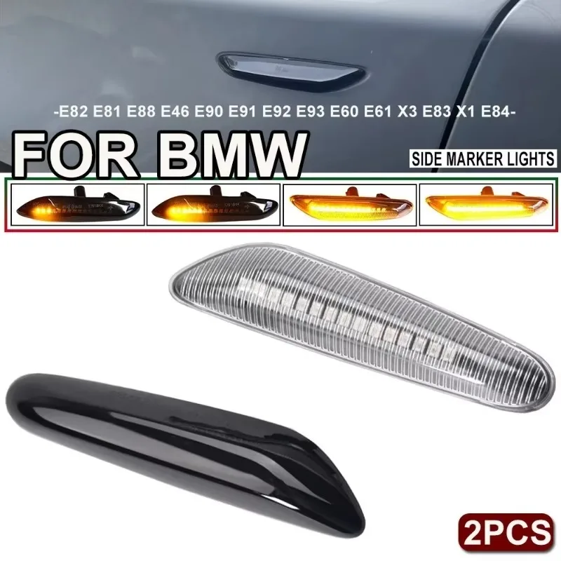 

A Pair For BMW X3 E83 X1 E84 X5 X53 E60 E61 E46 E81 E82 E90 E92 E87 E88 Sequential Flashing LED Turn Signal Side Marker Light
