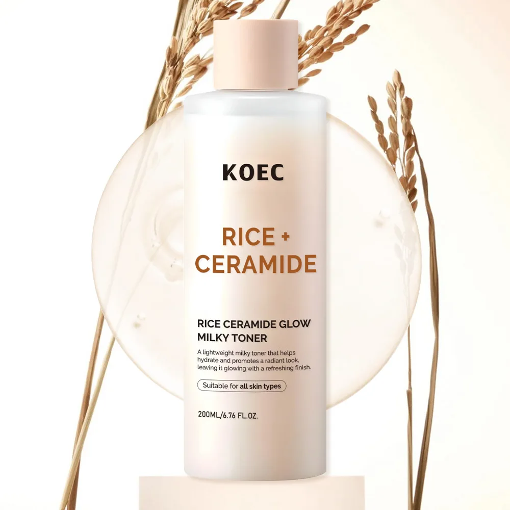 KOEC Tónico lechoso de arroz y ceramida 200 g, esencia facial nutritiva e hidratante para pieles sensibles y secas