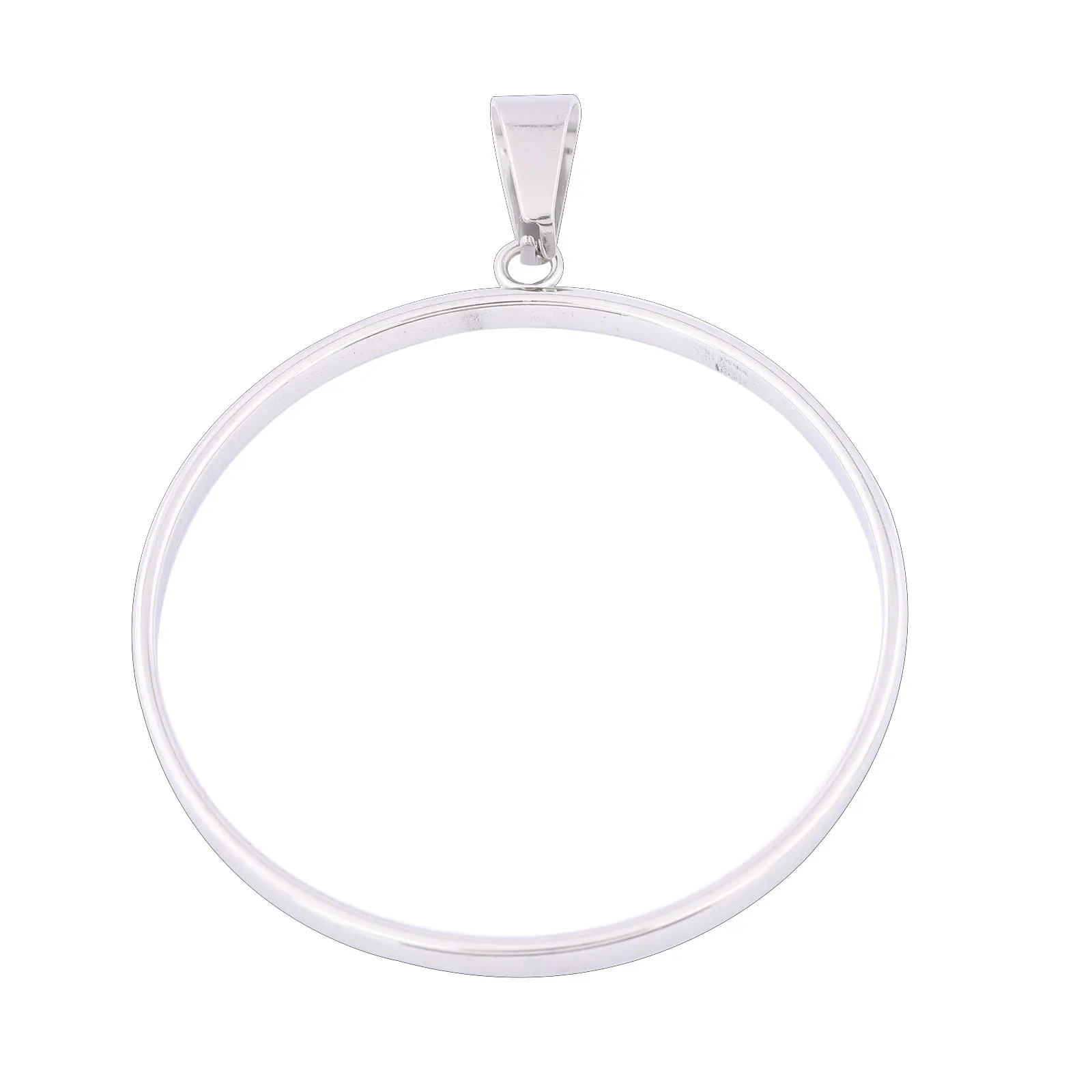 6 Stück Edelstahl 40mm runde offene Lünettenanhänger DIY hohle Anhängerrahmen-Rohlinge für die Herstellung von Harzschmuck