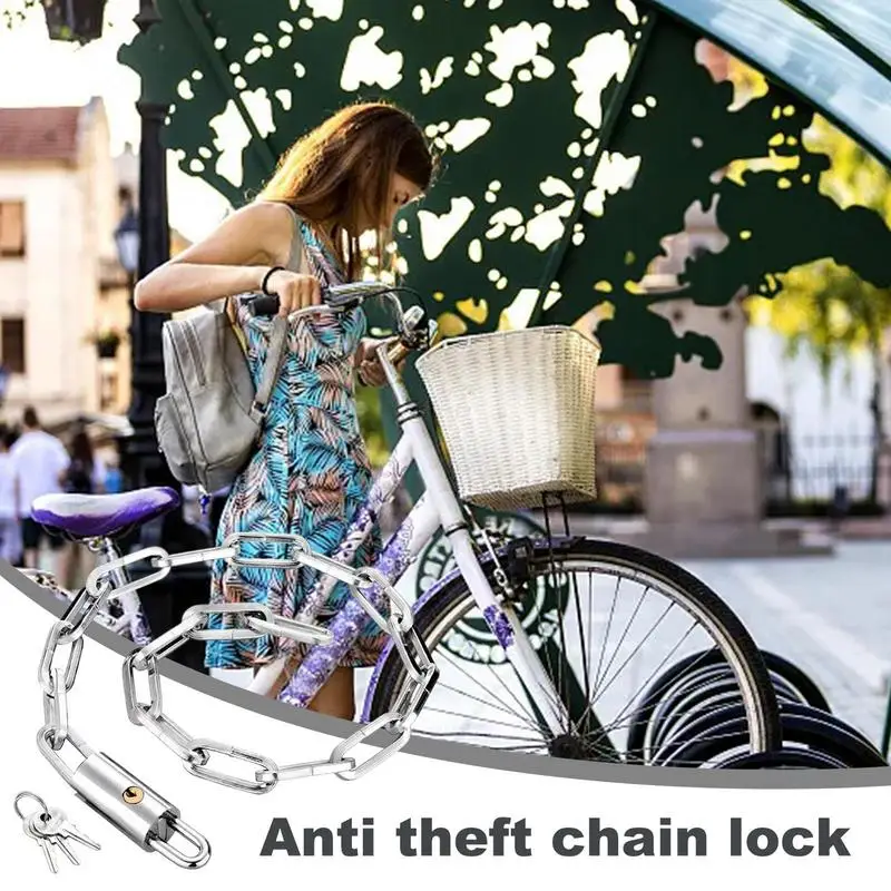 Bike Chain Lock Anti-Theft Bike Lock Steel Chain Lock With Keys Extra Long Security Chain Thick Heavy Duty Bike Accessories For
