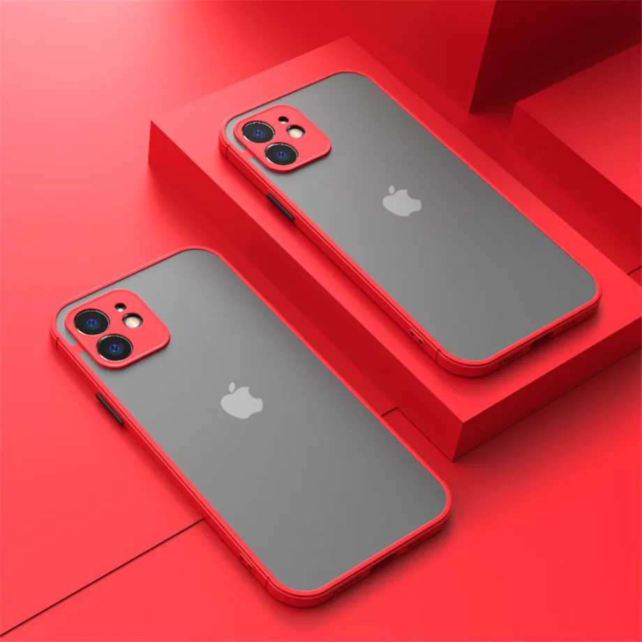 Shockproof Armor Matte Case For iPhone 11 12 13 14 15 16 Pro X XR XS Max 7 8Plus Luxury Silicone Bumper Clear Hard PC Cover Capa — 1