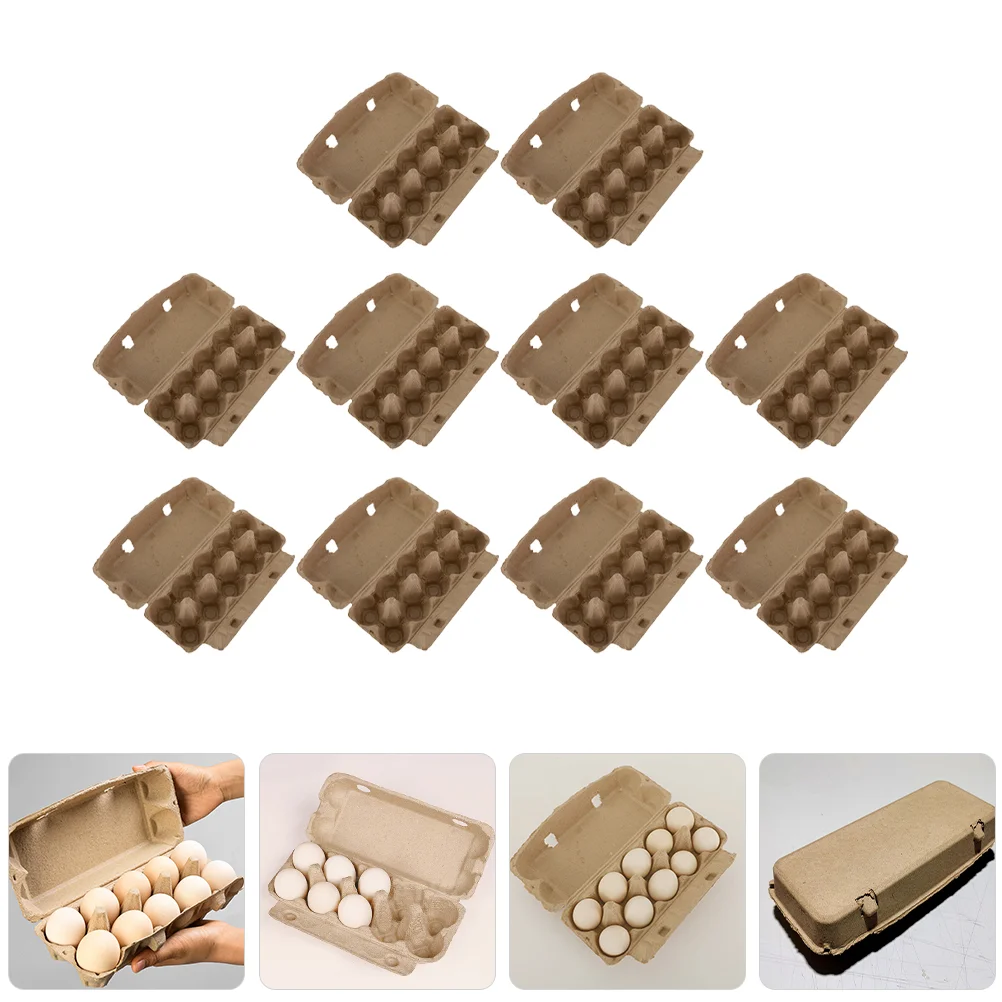 

10 Pcs Egg Tray Holder for Refrigerator Rack Native Eggs Carton Paper Beige Bulk