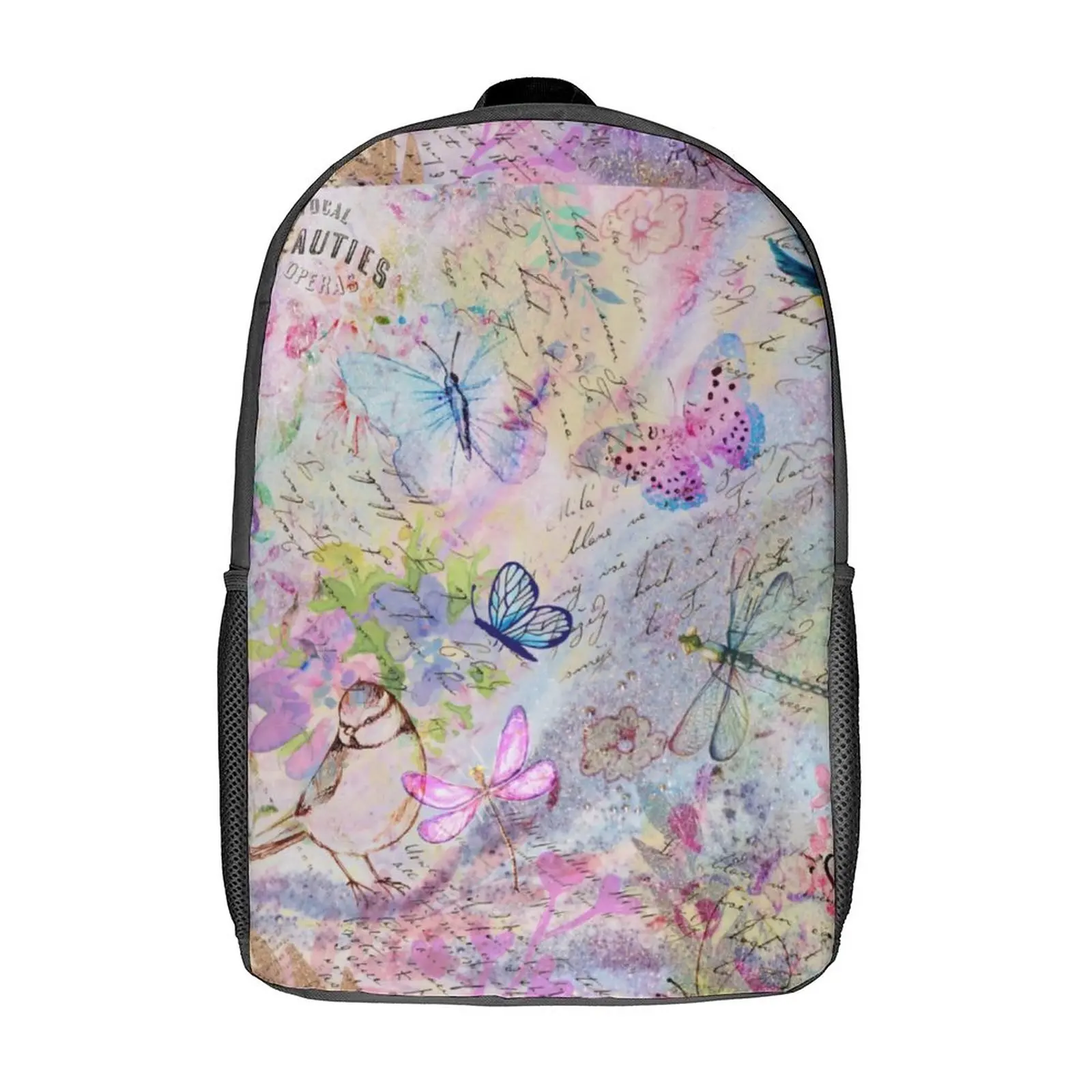 White Butterfly Backpack Rainbow Print Cycling Backpacks for Teenage Boy Girl Colorful Print High School Bags Casual Rucksack