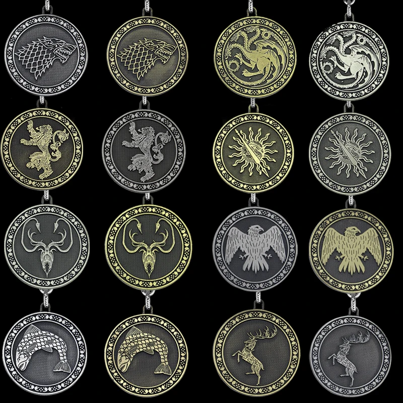 Llaveros Clásicos de la Serie de TV Juego de Tronos con el Lobo Stark, Collar con Colgante "El Invierno Se Acerca", Joyería Vintage 3D de la Familia Stark, Regalo de Recuerdo