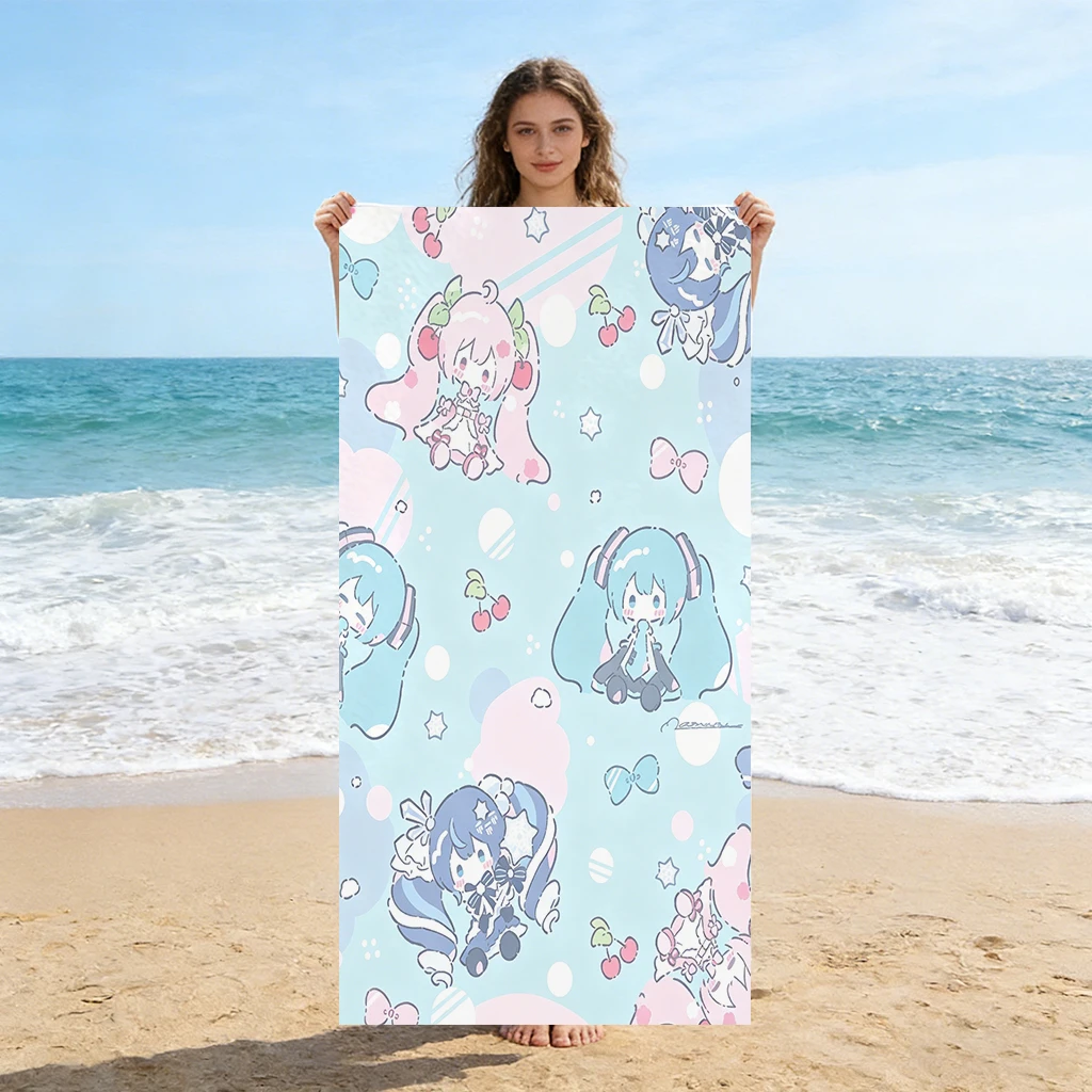1pc Cartoon M-Miku Beach Towel Large Quick-drying Towel Suitable for Beach Yoga Pool Gym Sport Towel Summer Gift for Friends
