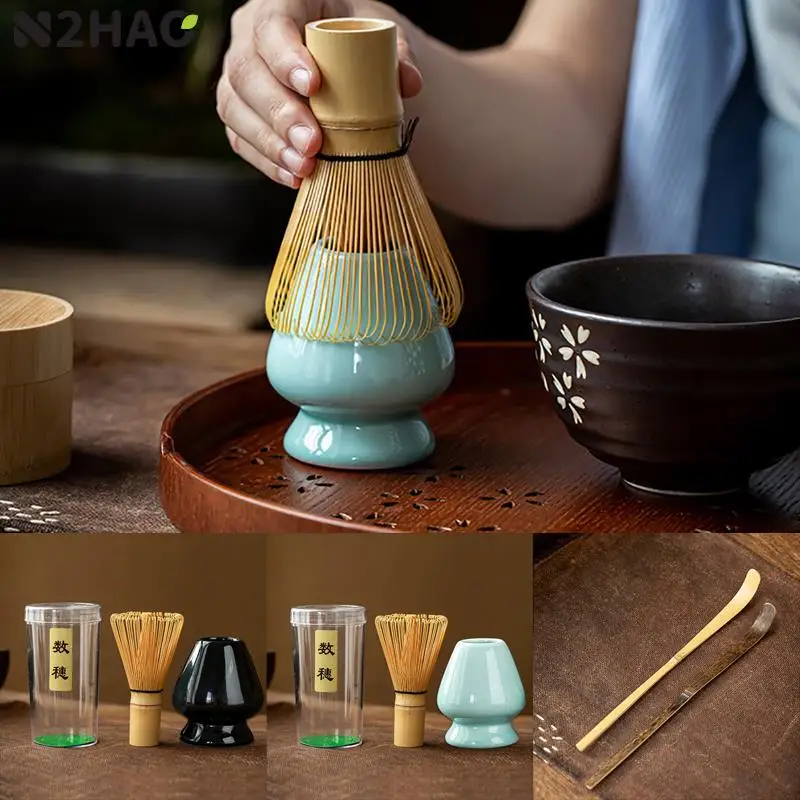 N2HAO Set da tè Set da tè giapponese Matcha frusta (Chasen) cucchiaino e paletta (Chashaku) Set da tè Matcha accessori in bambù