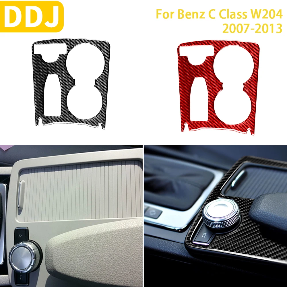 

For Mercedes Benz C Class W204 2007 2008 2009 2010 2012 2013 Accessories Carbon Fiber Car Interior Cup Holder Panel Trim Sticker