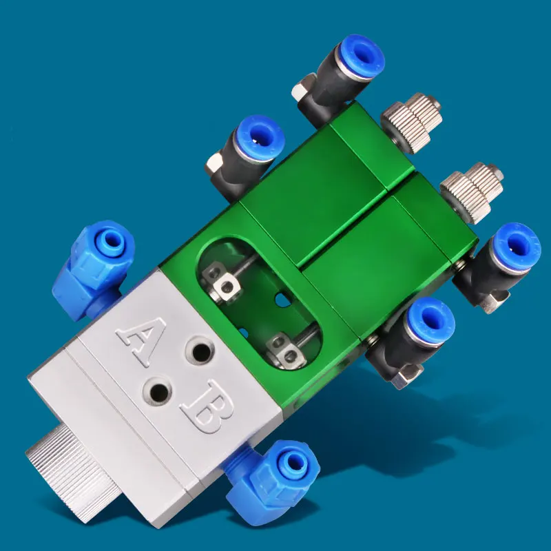 Dual Cartridge Dispensing Valve for Two-Part Epoxy/Silicone, Static Mixer for AB Glue