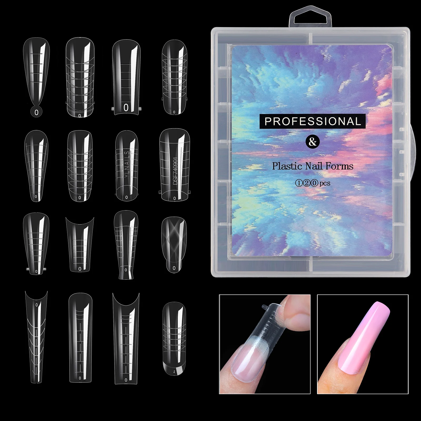Przedłużanie sztucznych paznokci Akrylowe sztuczne paznokcie Żelowe formy do paznokci Rzeźbione pełne pokrycie Naciśnij na paznokcie Manicure Akcesoria Narzędzie