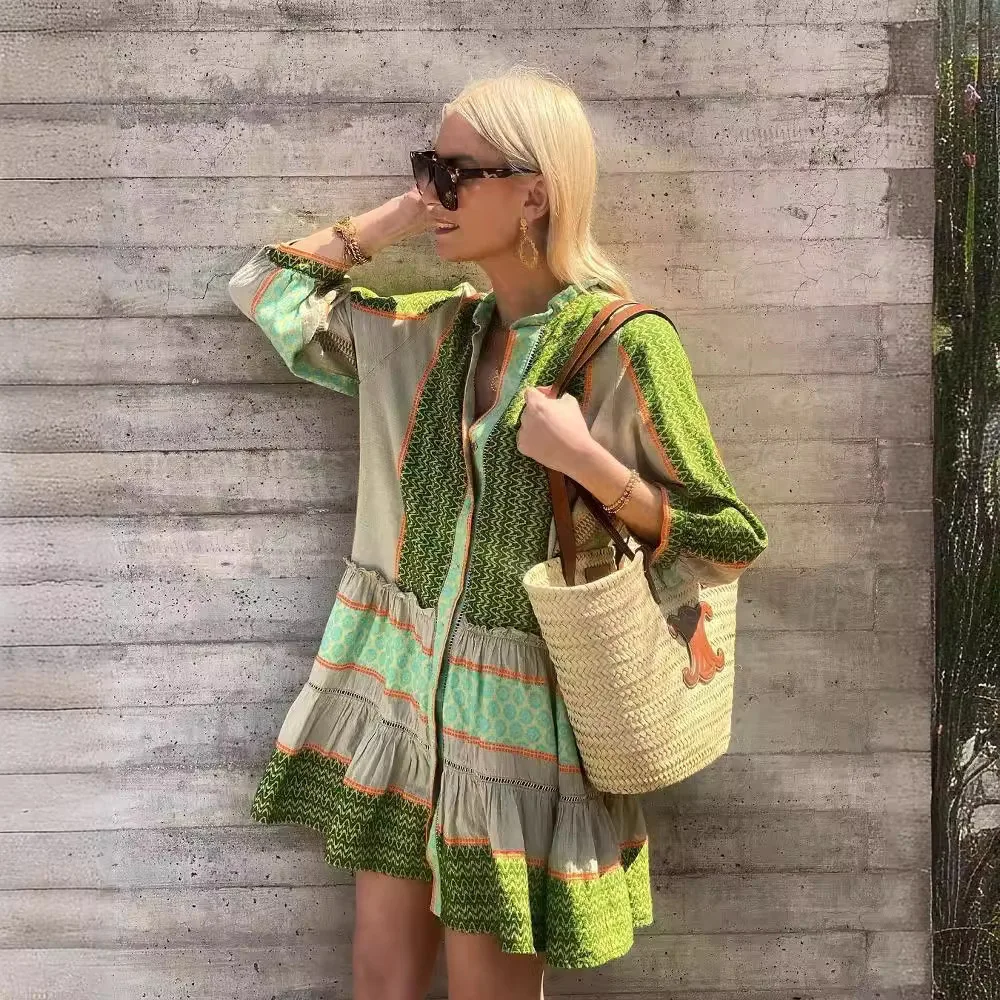 

New Fashion Linen Dresses Women Spring Long Sleeves Elegant Summer Dress Vintage Maxi Dress Women Clothing