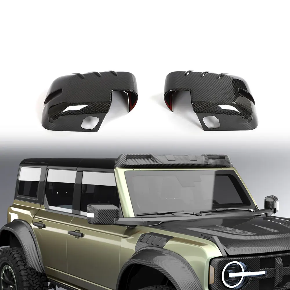 

Carbon Fiber Exterior Side RearView Mirror Cover Bezels for Ford Bronco 2021 - 2023