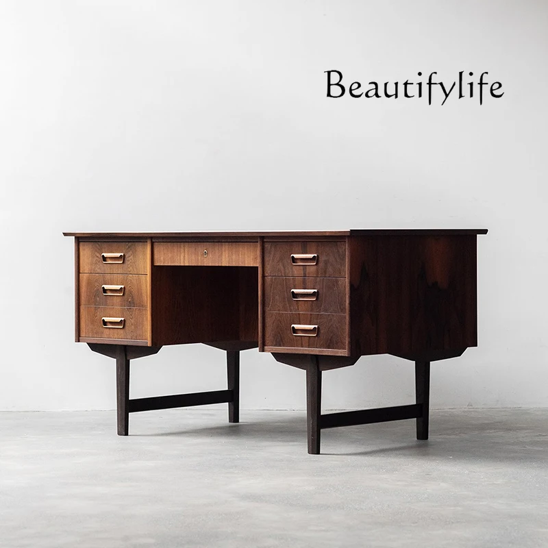 

Retro modern design, solid wood retro style desk writing desk Myanmar teak cherry wood