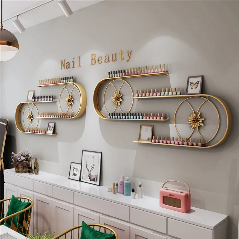 Display Rack Wall-Mounted Nail Shelf Nail Polish Gel Rack Wall Hanging U-Shaped Nail Salon Wall Storage Rack Cosmetics