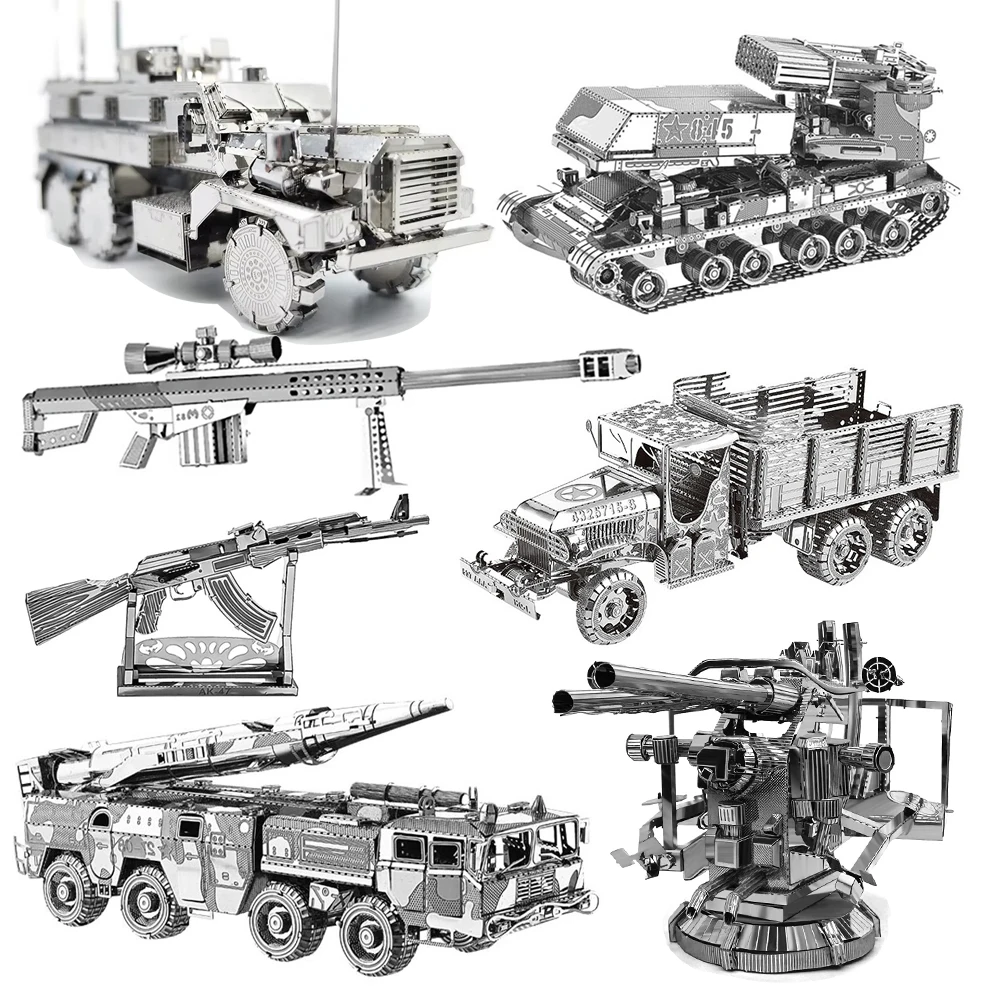 DIY Handmade 3D Metal Puzzle Rocket Launcher GMC Truck DF-11 Missile Vehicle Assembly Model Jigsaw Puzzle Toys for Adult