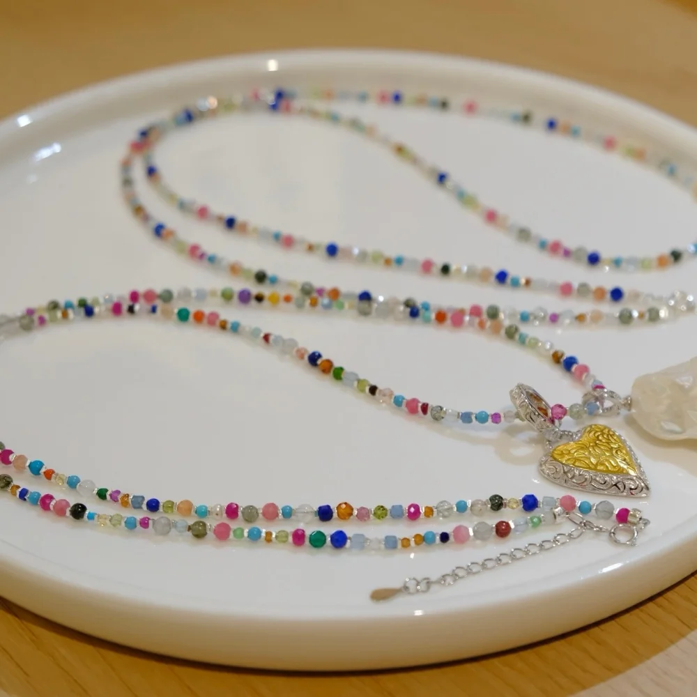 Natural Pearl Macaron Quartz Crystal Necklace Clavicle Lady Fashion Jewelry Healing Fengshui Lucky Gift 1PCS