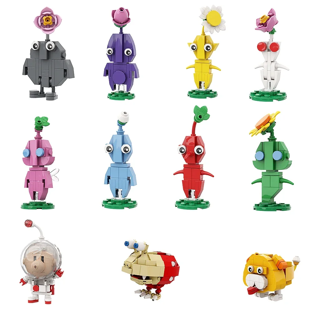 MOC Pikmined jeu Figure bloc de construction modèle Mini plante mignonne homme modèle briques figurines d'action bricolage modèles ensembles enfants cadeaux d'anniversaire
