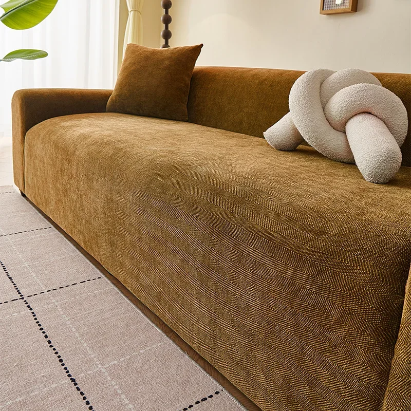 Four Seasons Universal Sofa Covers Elastic All Inclusive Sofa Towel Chenille Thickened Dustproof Pet Friendly Sofa Slipcovers