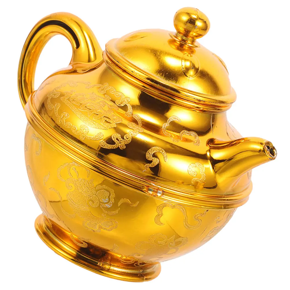

Plastic Pot Tea Jug Decanter Golden Buddha Decorations Living Room Compact Size Lightweight Sturdy Plastic Jug