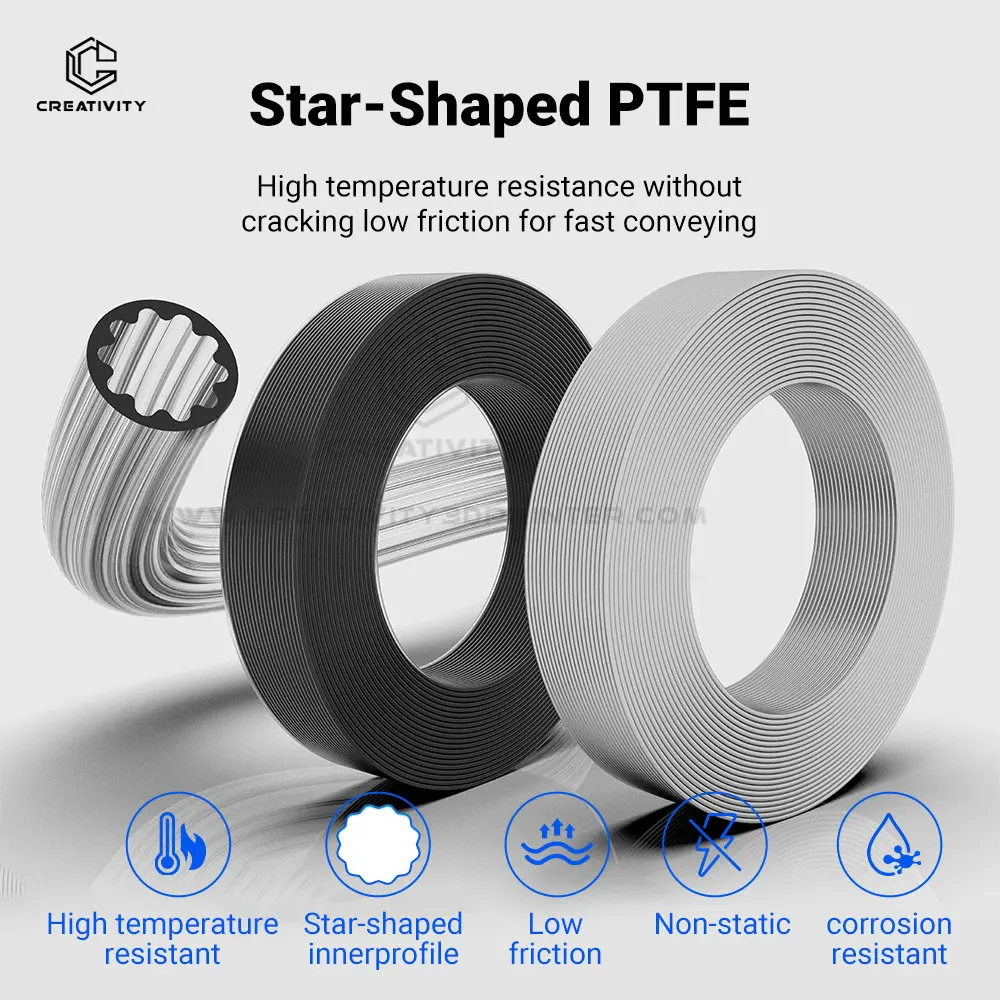 

3D Printer Parts Star Shaped PTFE Tube 4mm OD Low-Resistance High Temperature Resistance PTFE Tube for Voron Elegoo Lab A1 AMS